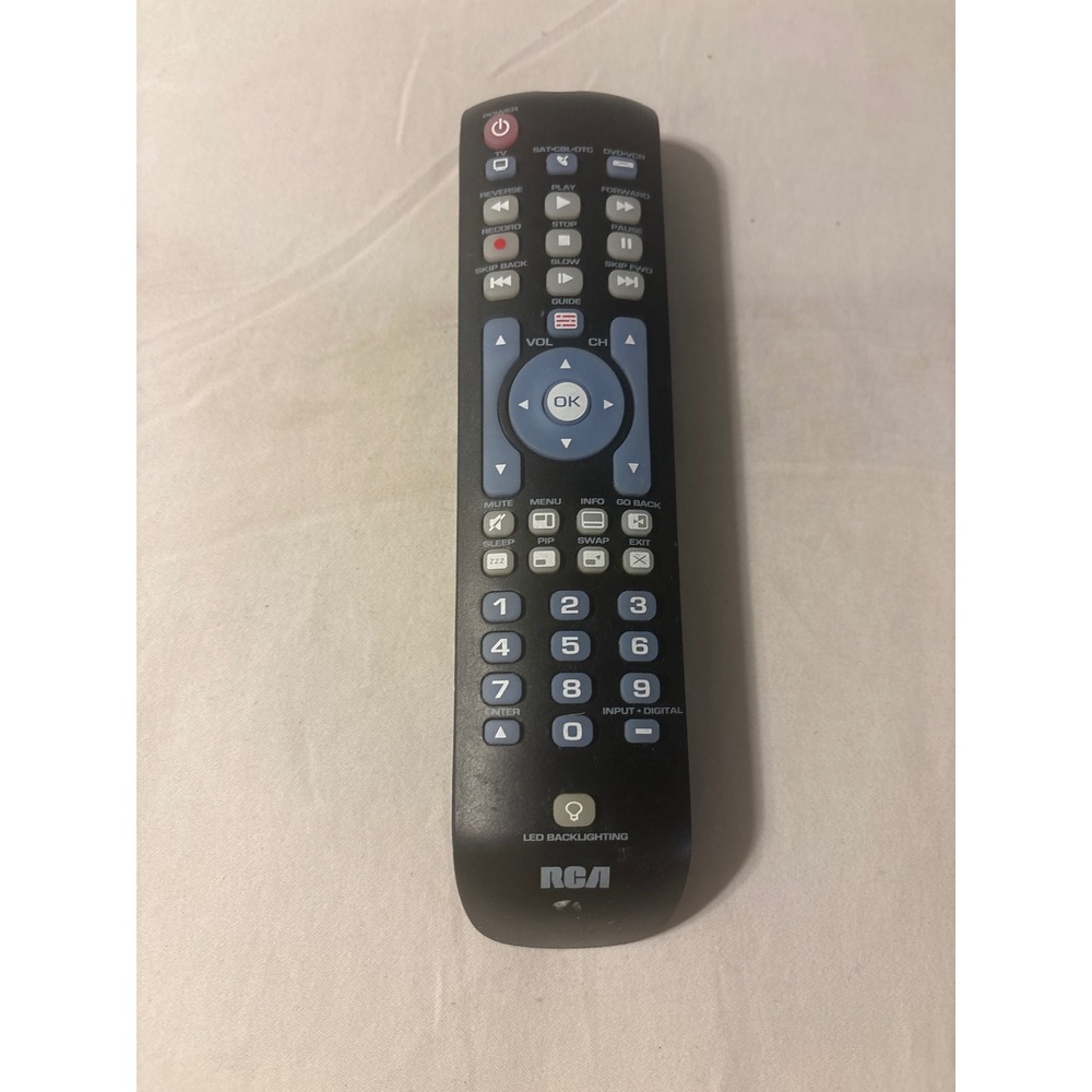 RCA Universal Remote Control Black‎ Good LED Backlit 4-Device TV SAT DVD VCR